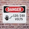 Signmission 120 240 Volts Danger Sign, Plastic, 14in W x 10in L, 2PK OS-2PACK-DS-P-1014-L-1005 - alternate 4